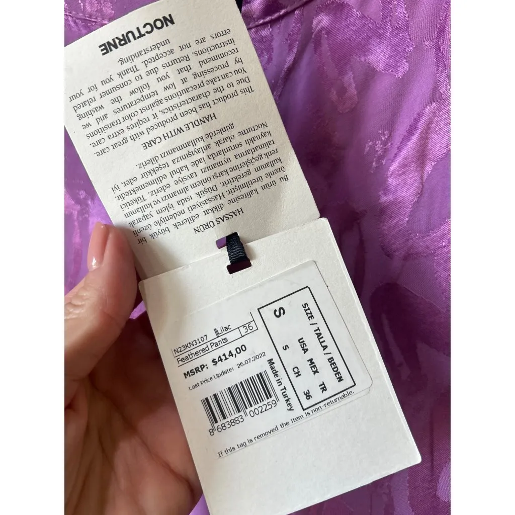 Nocturne Button Down Feathered Shirt Pants Matching Set Lilac Purple Womens Size Size XS - Image 13