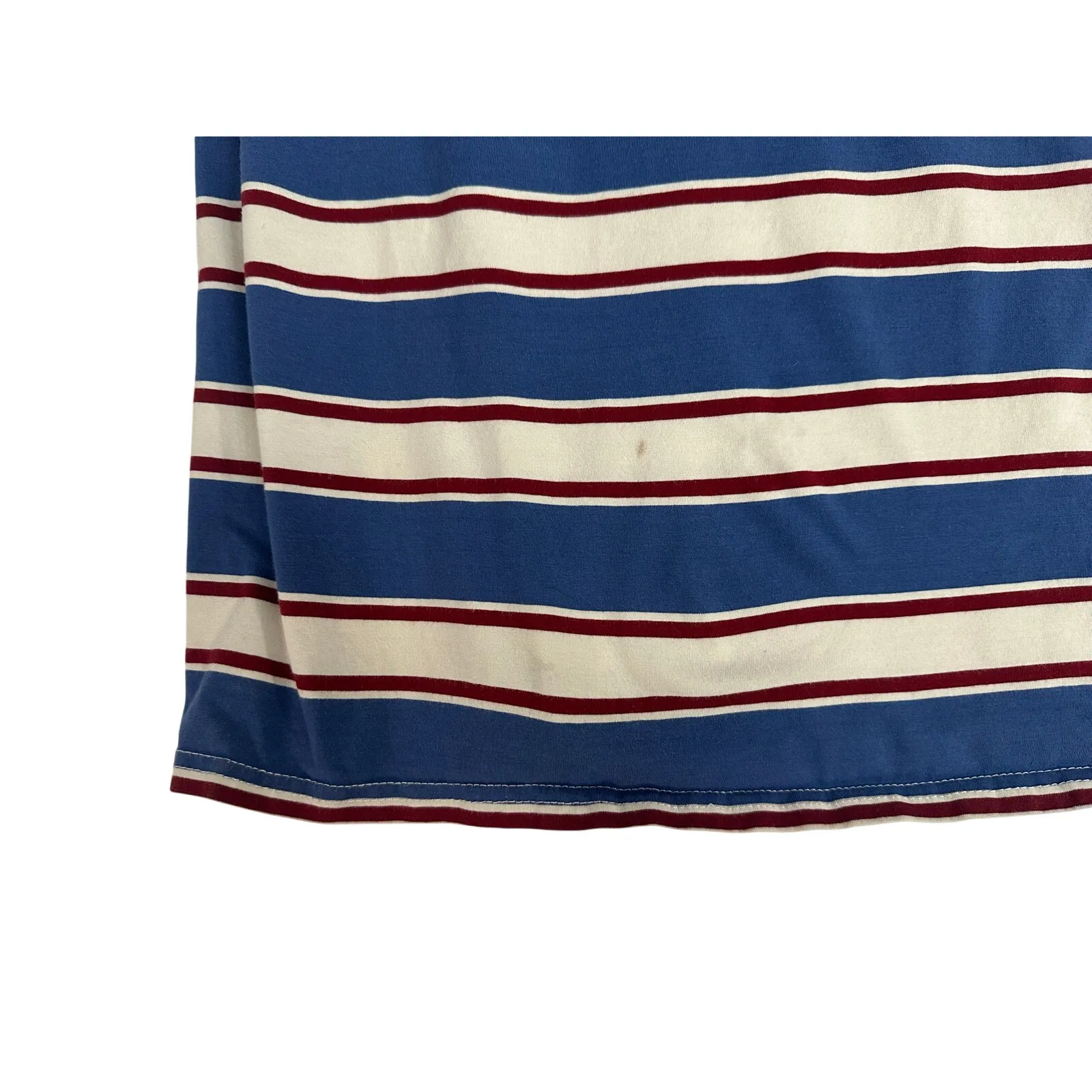Dressed in LALA Mini Dress Blue & Red Cotton Stripe Short Sleeve Jersey Small - Image 4