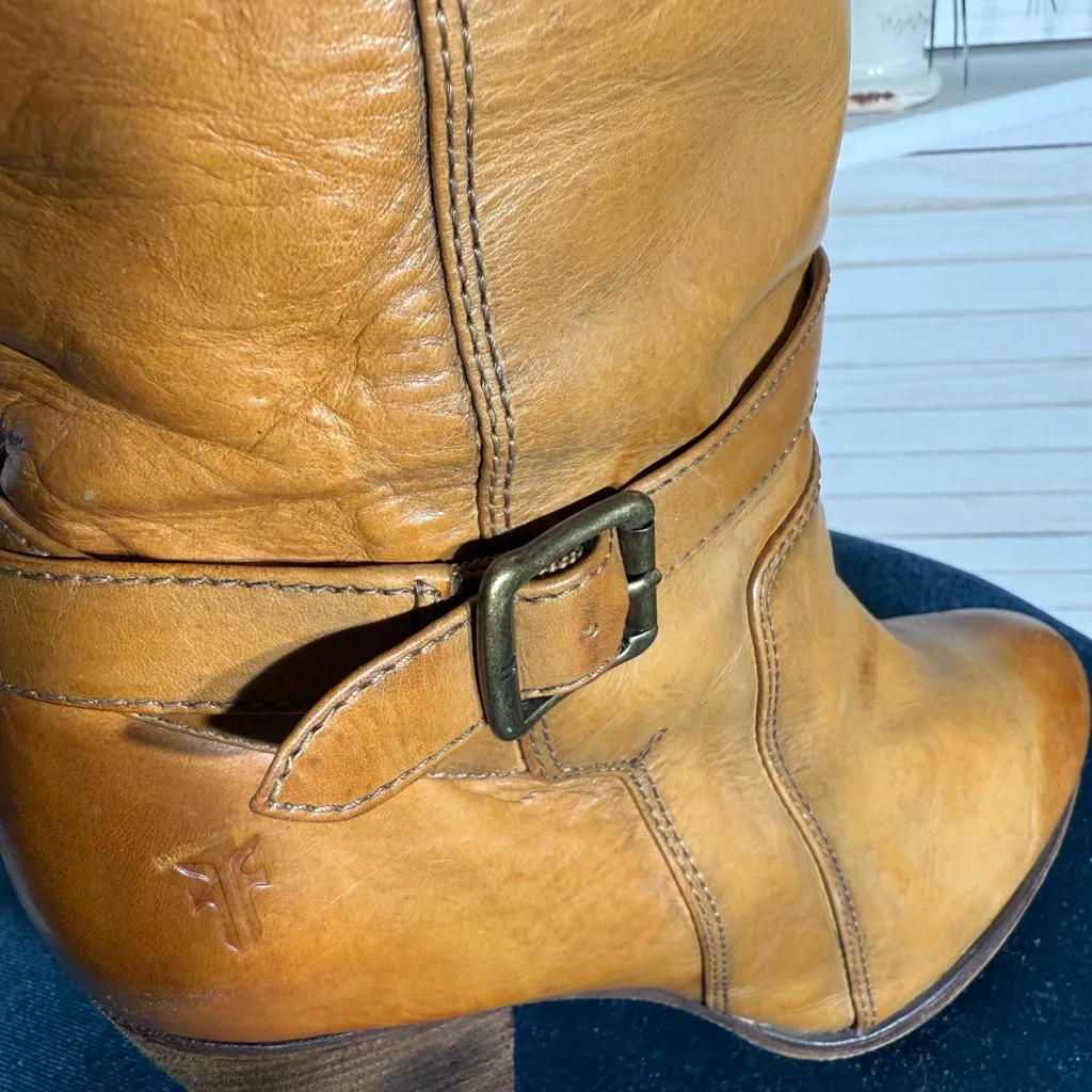 Frye vintage Y2K genuine leather caramel brown knee high boots sz 8 (M) - Image 13
