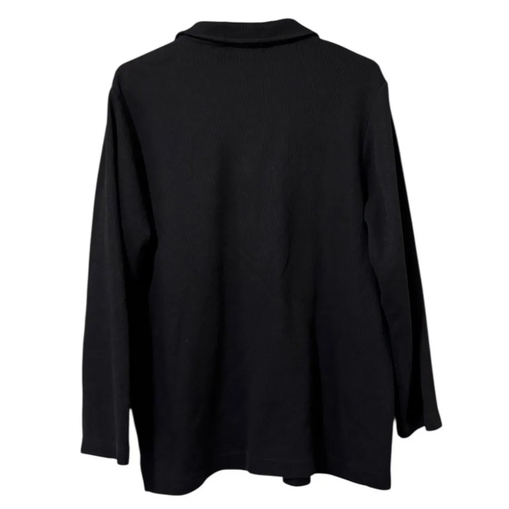 Hampshire Studio Halloween Embroidered Sweater Button Up Size Medium Fall Spooky Black - Image 2