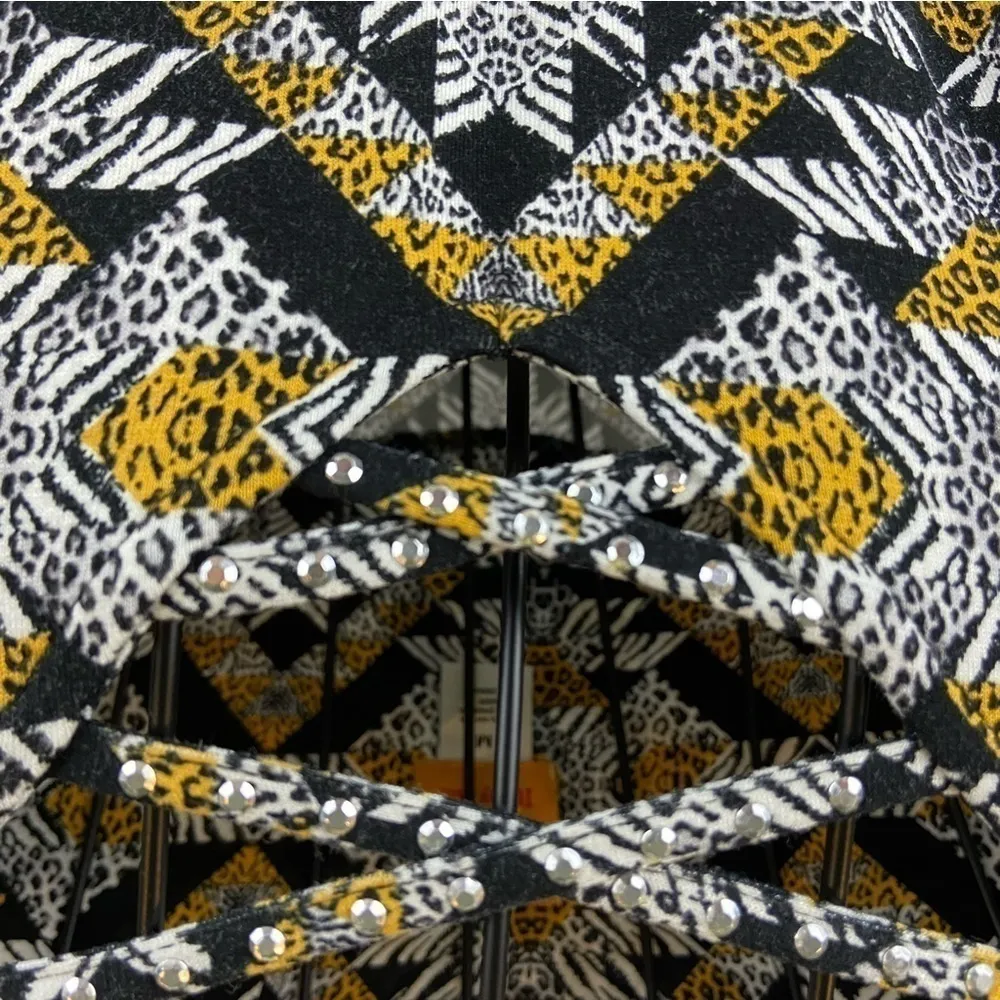 Mixed Geometric and Animal Print Tunic Top RUBY Rd Boho Size Medium Black - Image 7