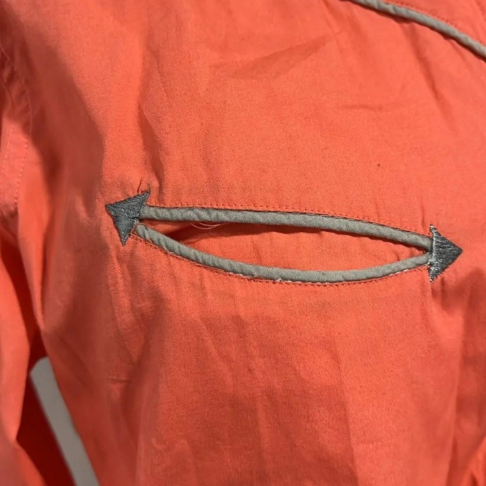 RARE vintage Ralph Lauren western wear bright peach pearl snap western top 12/M - Image 3