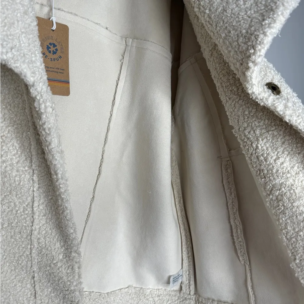 MARINE LAYER NWT Quebec Sherpa Jacket Antique White Size Large Snap Closure - Image 10