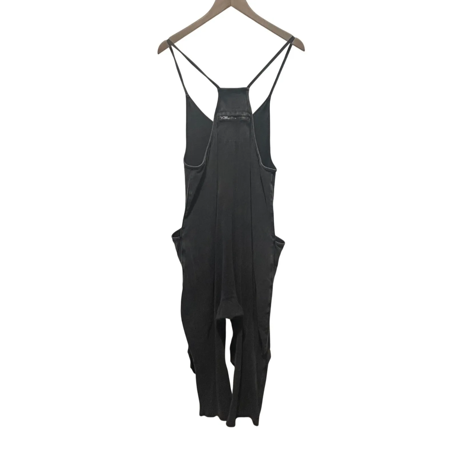 Free People Hot Shot Romper Light Washed Black Oversized Baggy Casual Size Small - Image 8