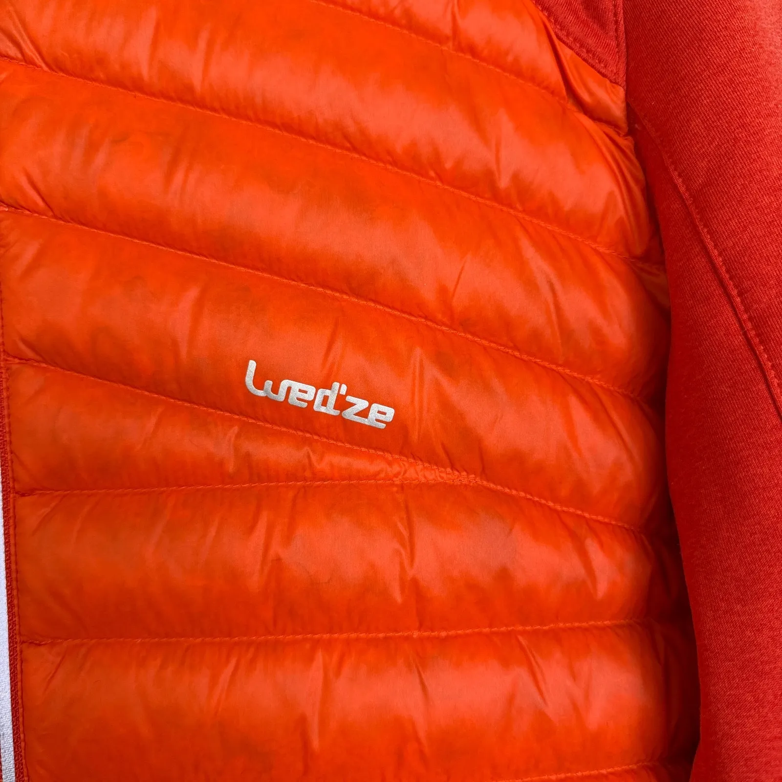 Wed'ze Decathlon Puffer Jacket Womens Medium Orange Full Zip Outdoors Down 670 Size undefined - Image 4