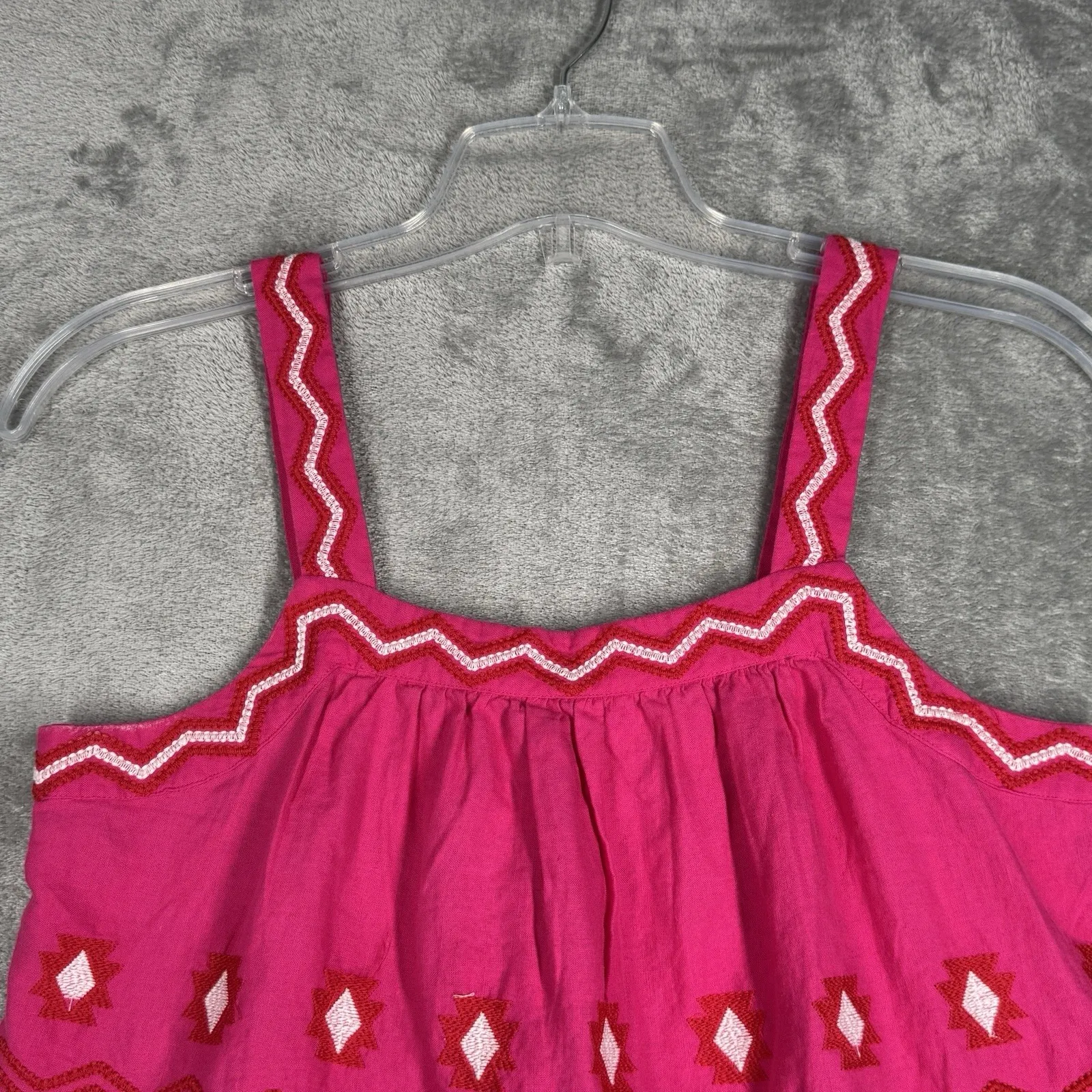 Loft Shirt Womens Small Pink White Embroidered Summer Festival Bohemian‎ Peasant - Image 4