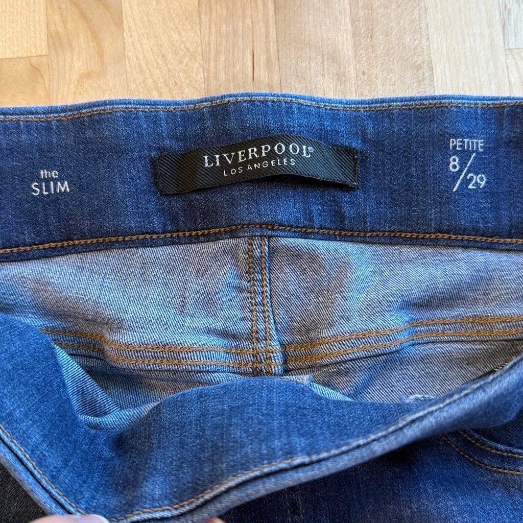 Liverpool Mid-Rise The Slim Pull On Denim Jean Pants, 8/ 29 Petite - Image 5