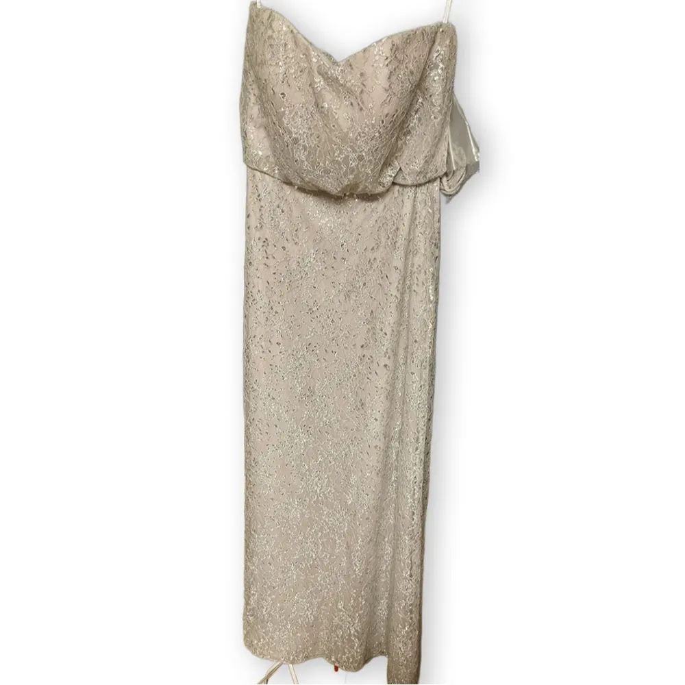 After Six - Strapless Gown in Oyster Rococo Lace - Full-Length Gown | NWT - Sz 4 - Image 4