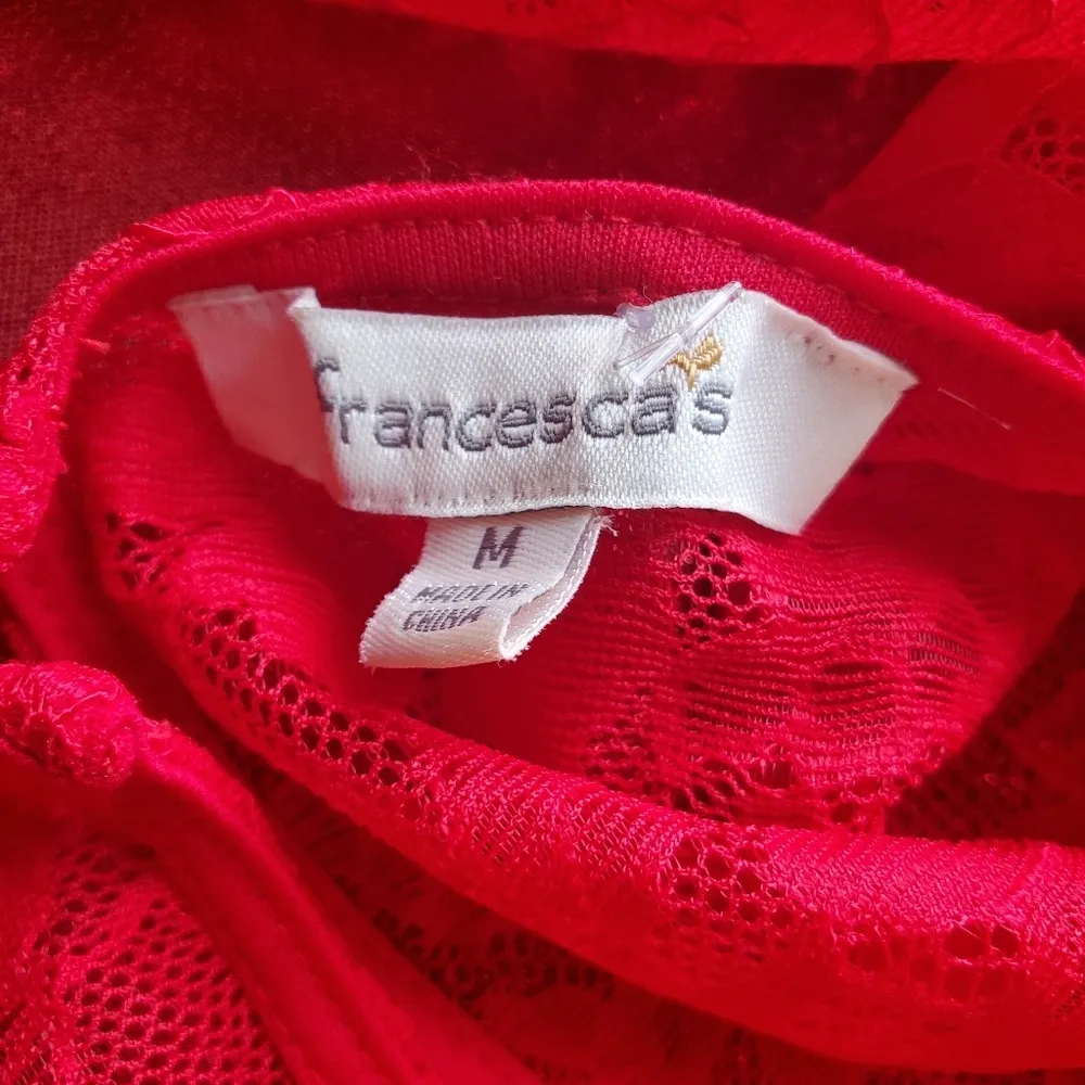 𝅺Francesca's Medium red lace 3/4bell sleeves dress - Image 3