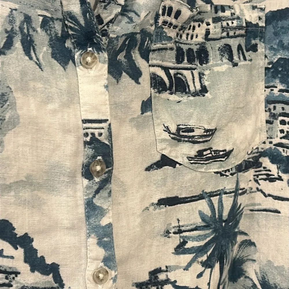 Cynthia Rowley Blue and White Casual Button Down Shirt - Image 4