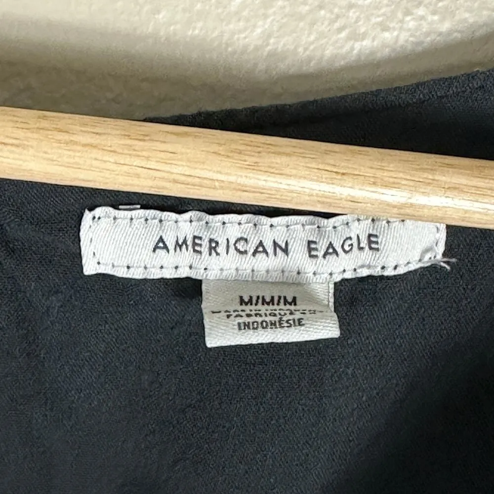 American Eagle Dress Womens M Black Floral Long Sleeve Boho Sheer Cottagecore - Image 5