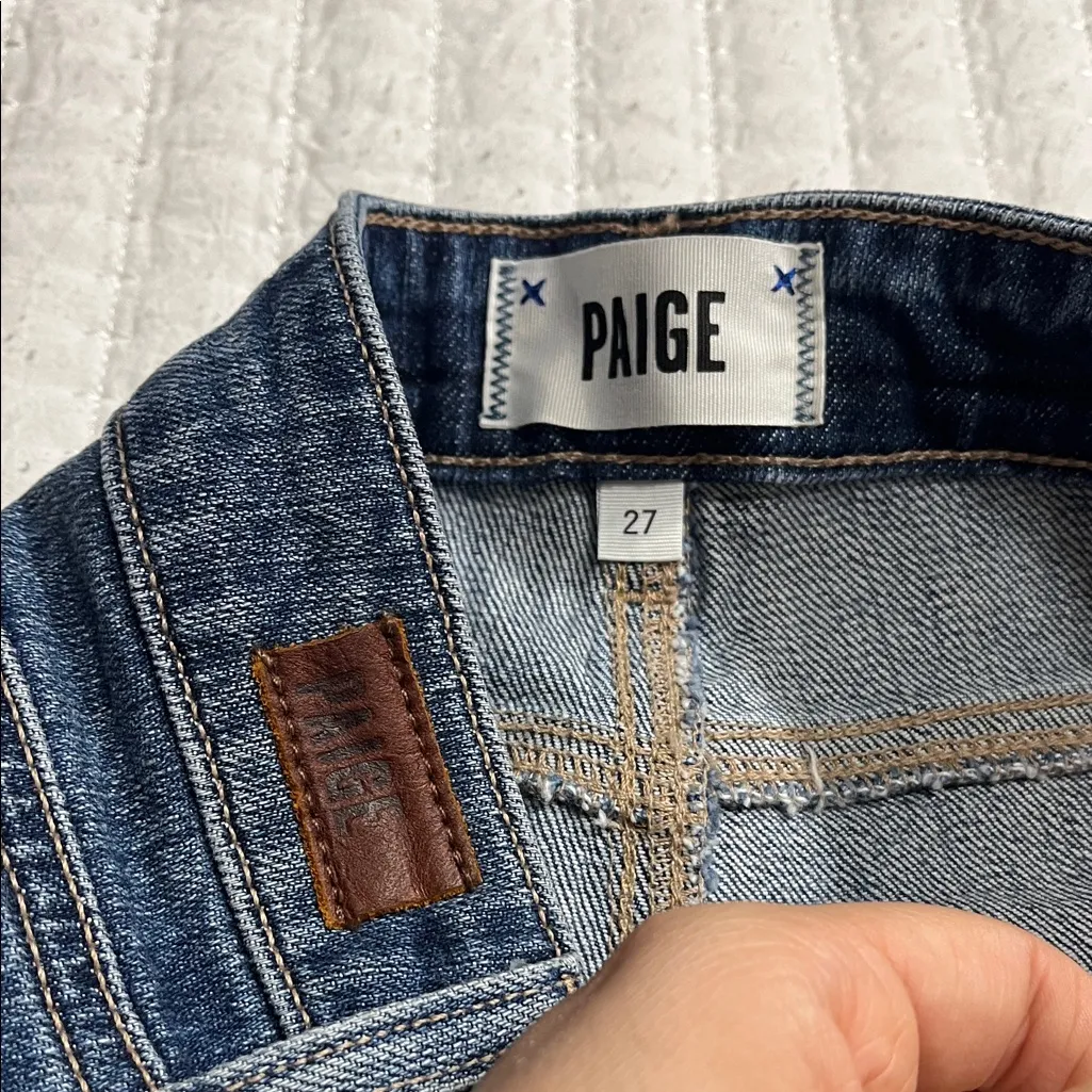 PAIGE Distressed Blue Jean Shorts - Image 3