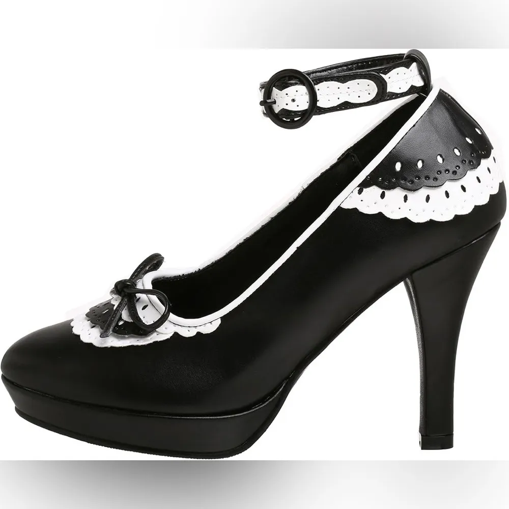 Funtasma Womens Mary Jane Heels Sz 8 Flapper Maid Halloween Dressy Black - Image 2