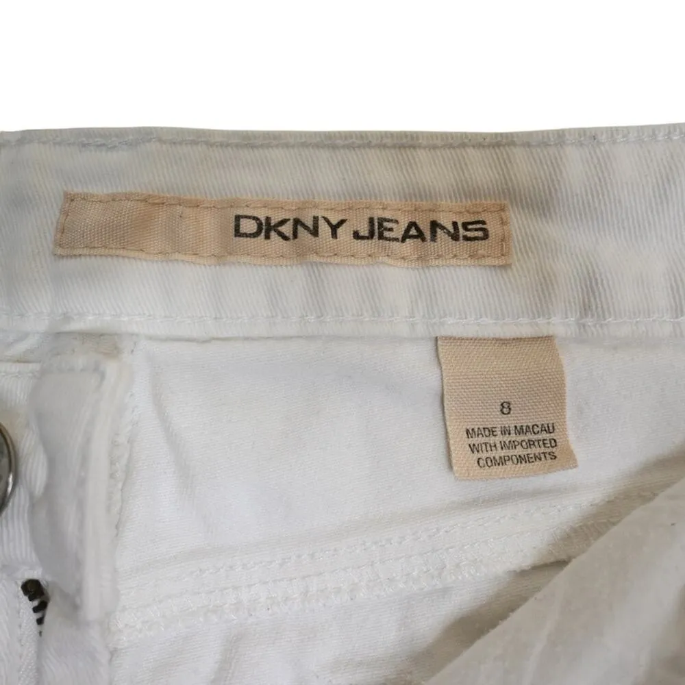 DKNY Womens 8 White Straight Leg Cropped Ankle Jeans - Image 9