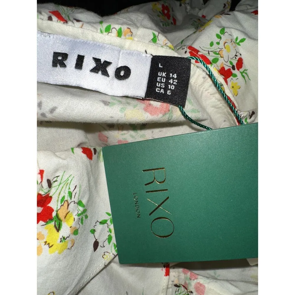 RIXO Nina Garden Ditsy Floral Wrap Ruffle Mini Dress Size Large US 10 UK 14 - Image 3