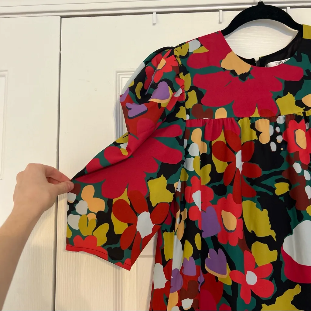 Crosby by Mollie Burch Short Dress with three quarter puff sleeve Floral Dress - Image 3