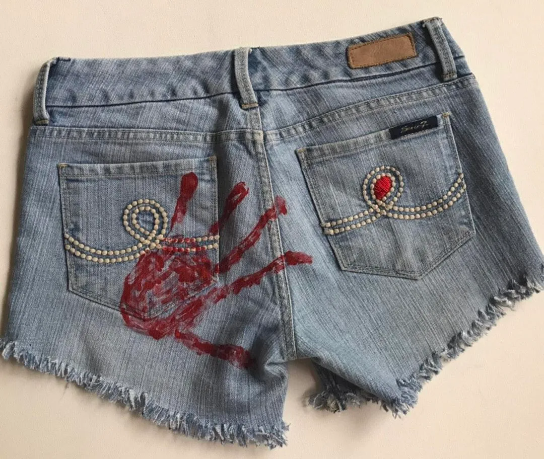 Custom Jean Cutoff Shorts Blue Size 27 - Image 2