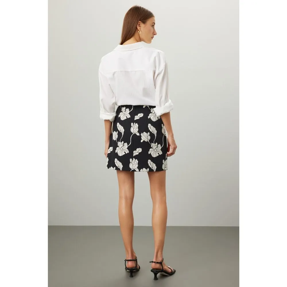 ADAM LIPPES x RTR Women's Black White Floral Twill Vacay Pencil Skirt Size 0 - Image 3