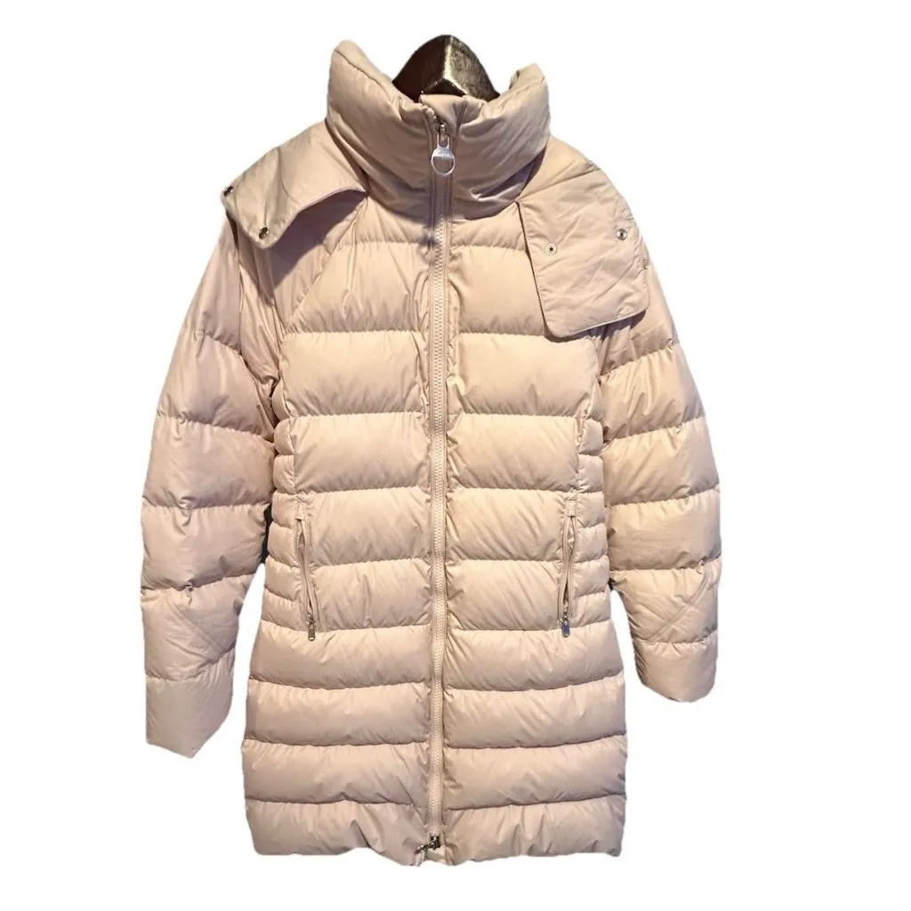 Athleta Downtown Parka Jacket Womens Sz S Baby Pink Hooded Down Puffer Coat EUC - Image 9