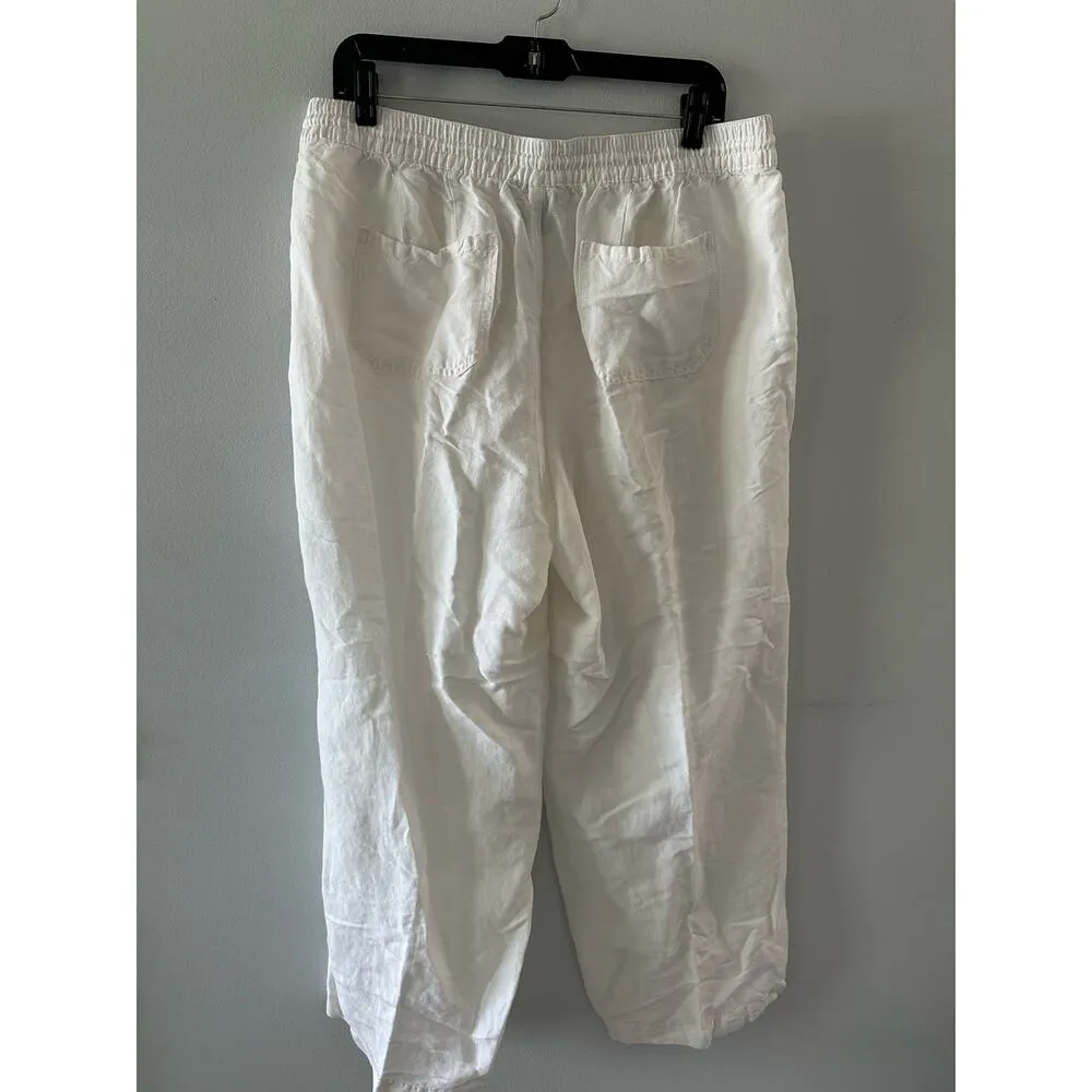 Lane Bryant Pants Women's 14/16 White Linen Drawstring Coastal Beachy Lagenlook - Image 4