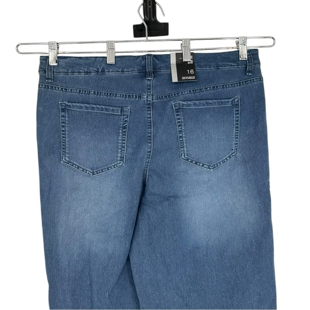 Style & Co. Mid Rise Denim Culottes size 16 Tummy Control Jeans NWT Cropped Blue - Image 4