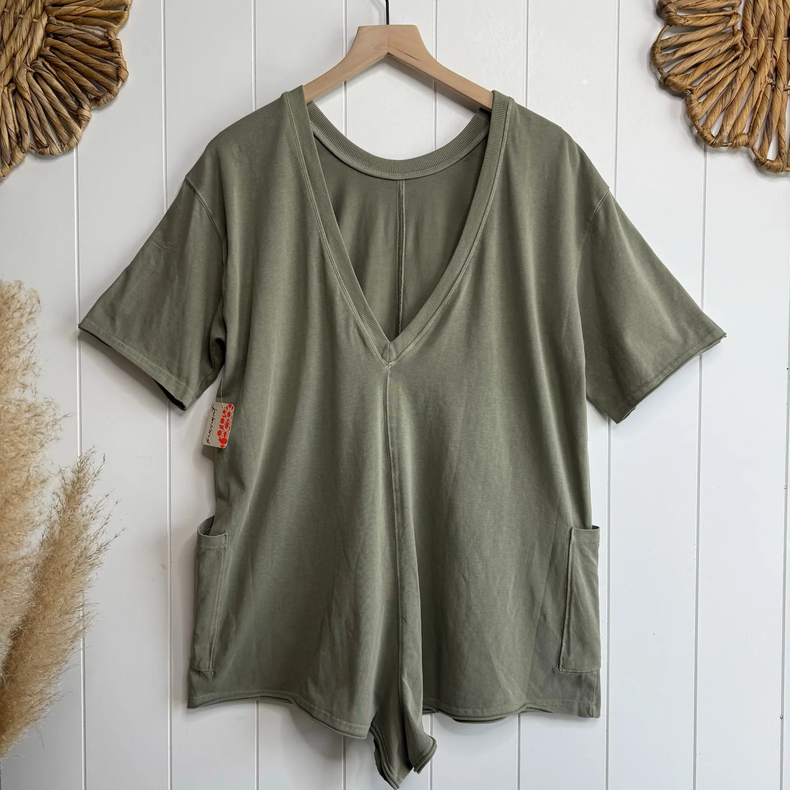 Free People hot shot tee romper one-piece onesie jumpsuit cotton v-neck XS - Image 4