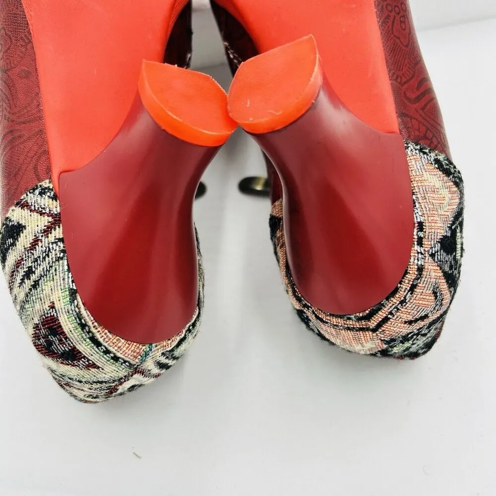 Socofy Size EU 38 US 7 Retro Classic Leather Tapestry Pump 2.5" Heels Shoes - Image 11