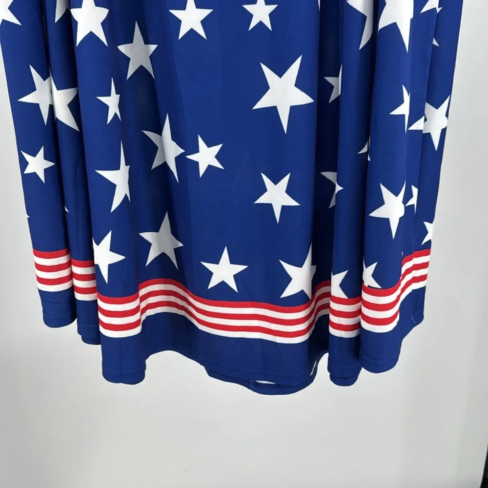 Red white blue Stars and Stripes knee length midi skirt patriotic plus size Size 5X - Image 6