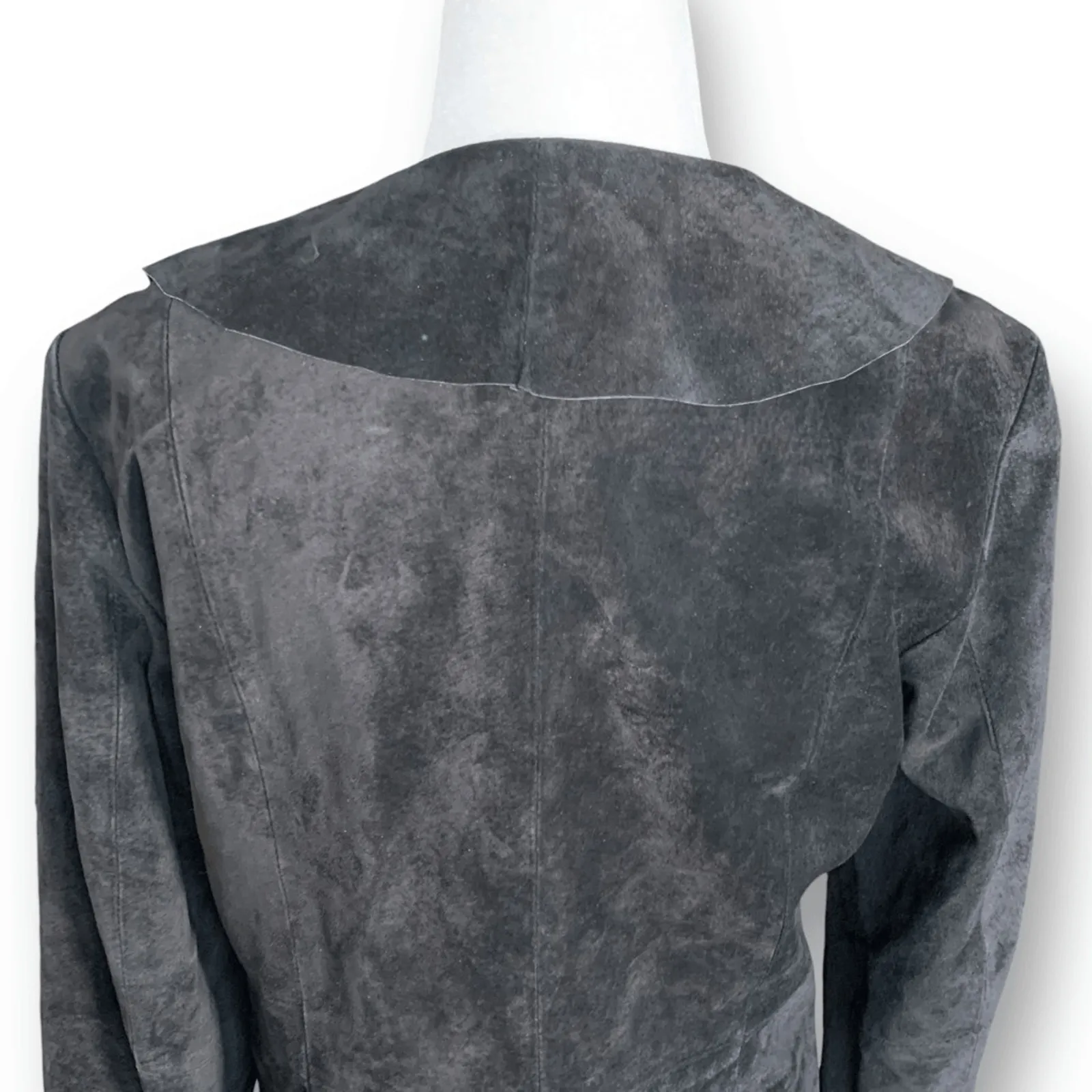 Vintage Scully Black Suede Leather Ruffle Coat Jacket Small Boho Western Ranch - Image 8