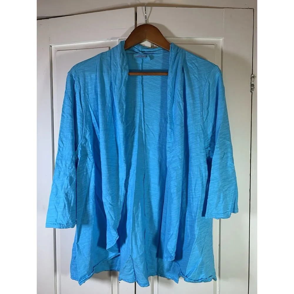 Fresh Produce Cardigan Sweater Large Beachy Coastal Grandma Lightweight Blue - Image 3