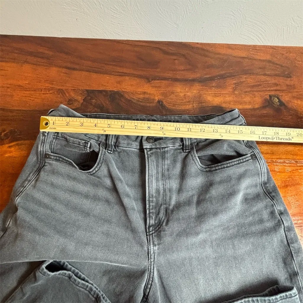 American Eagle Curvy Mom Jeans Womens Size 14 Gray Charcoal Wash High Rise - Image 4