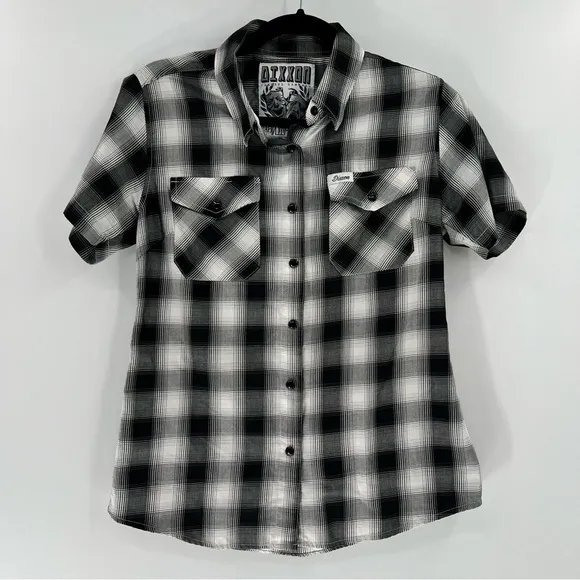 Dixxon Flannel womens Hawthorne bamboo shirt short sleeve snap front size Small Black - Image 1