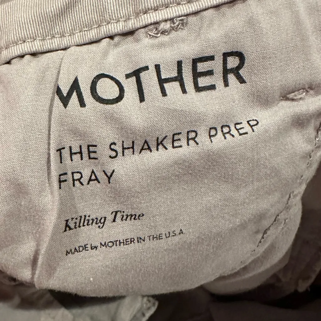 MOTHER Shaker High Rise Waist BEIGE Pink Side Stripe Prep Fray Ankle Crop Pants Gray Size 24 - Image 8