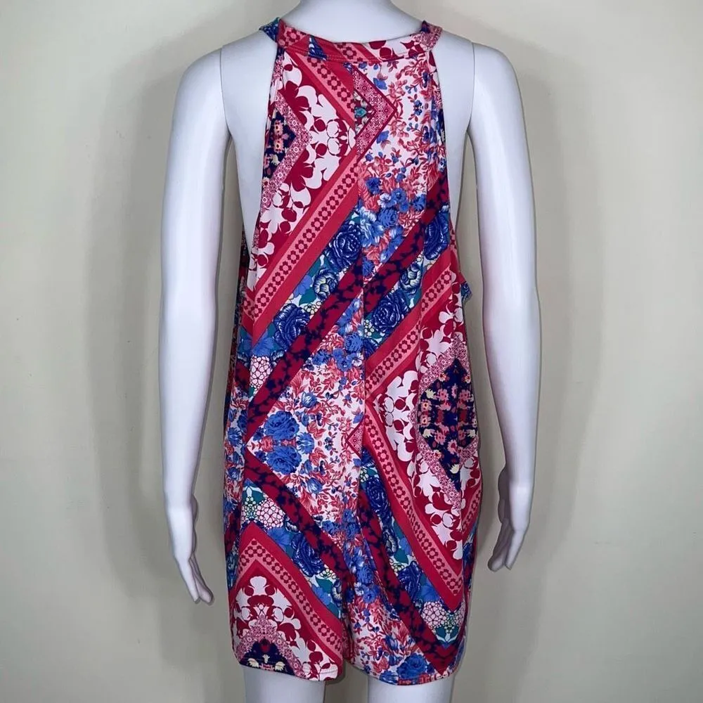 Haptics Boho High Neck Ditzy Print Tank Top Blue Size 1X - Image 5