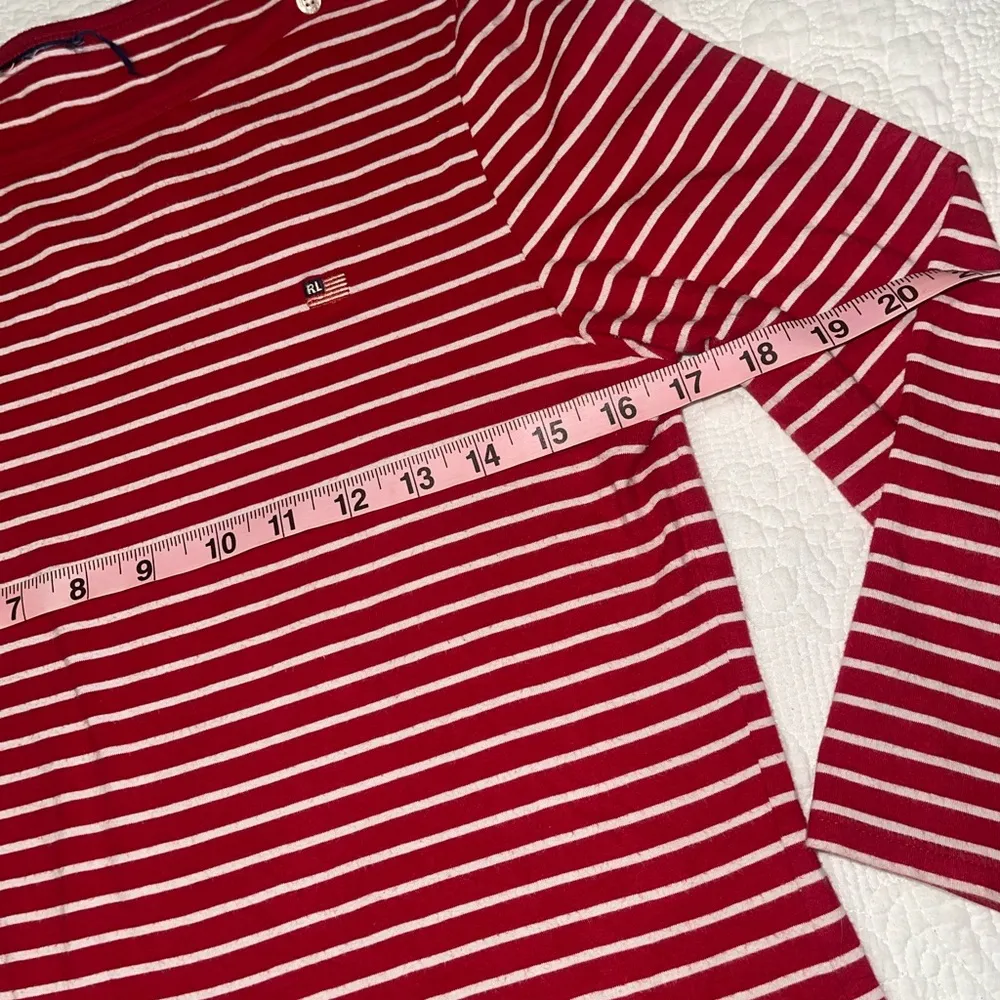 Ralph Lauren Petite Red Striped Top Size L - Image 3