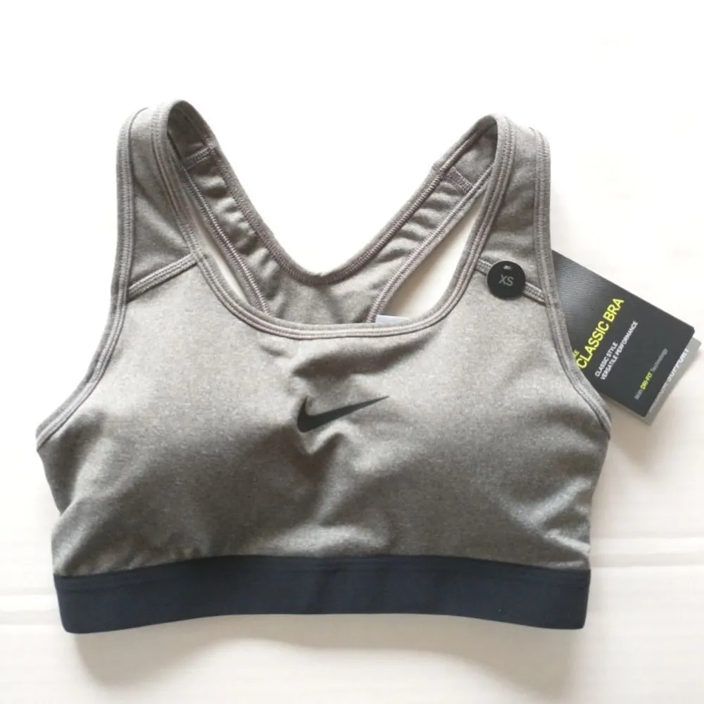 New! NIKE Pro Classic Racerback Medium Support Sports Bra Gray Black Size XS - Image 7