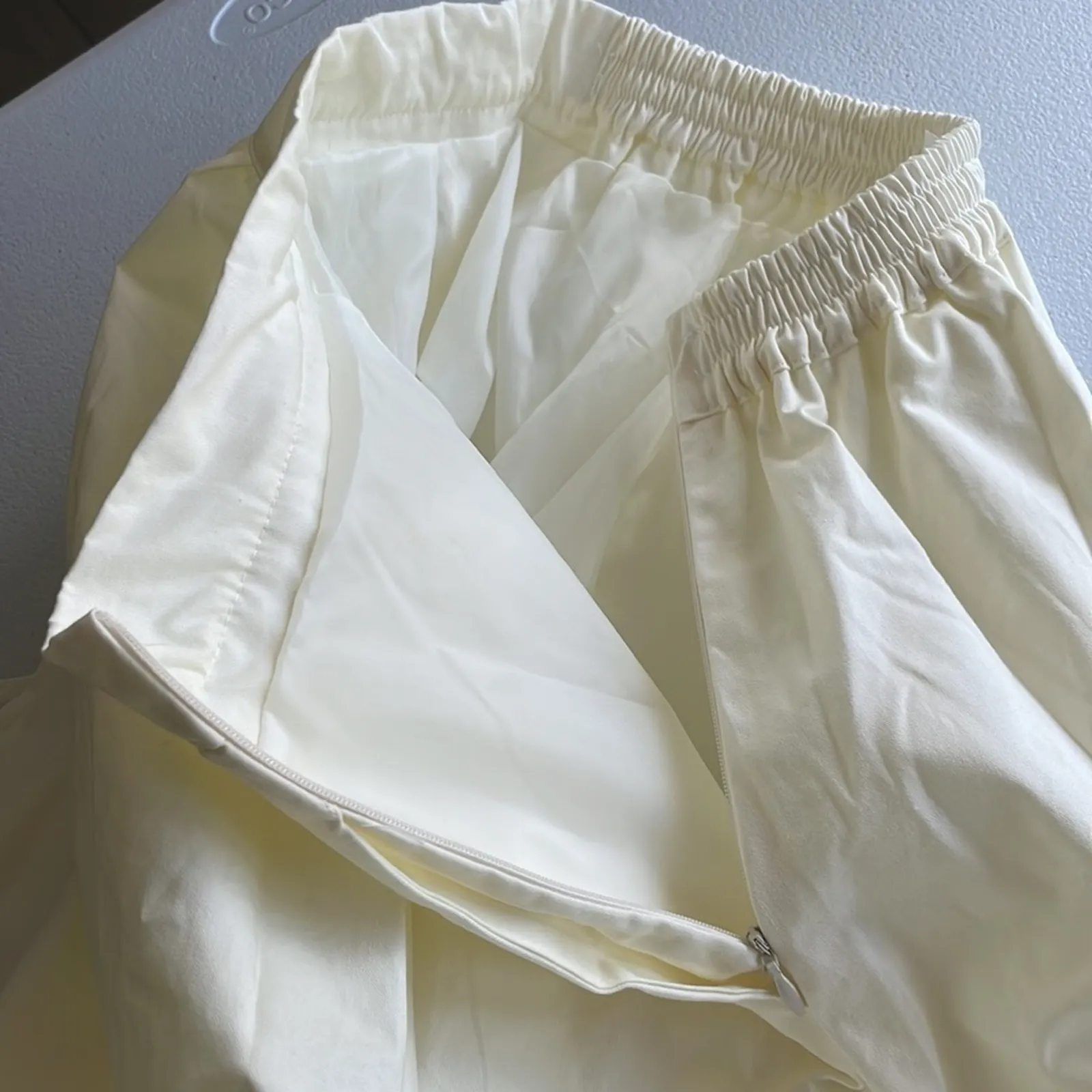 Renouveau Boho Midi Skirt Elastic Waist Side Pockets Sie XS/S Cream Beachy - Image 9