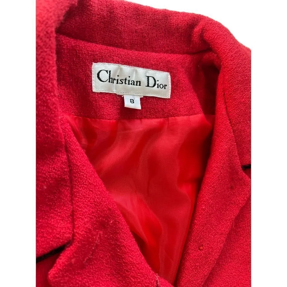 CHRISTIAN DIOR VINTAGE WOOL RED AND BLACK BLAZER SIZE 8 - Image 8