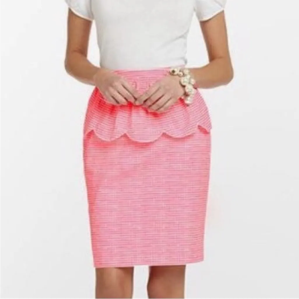 Lilly Pulitzer Thyme Scallop Peplum Skirt Fiesta Pretty Pink Gingham 0 - Image 2