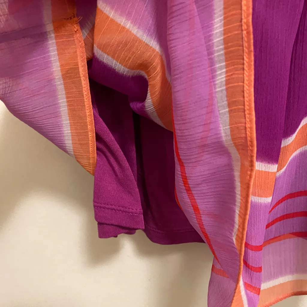 New York & Company Womens Tank Top XS Stripes Striped Purple Red Orange 2 Layer - Image 3