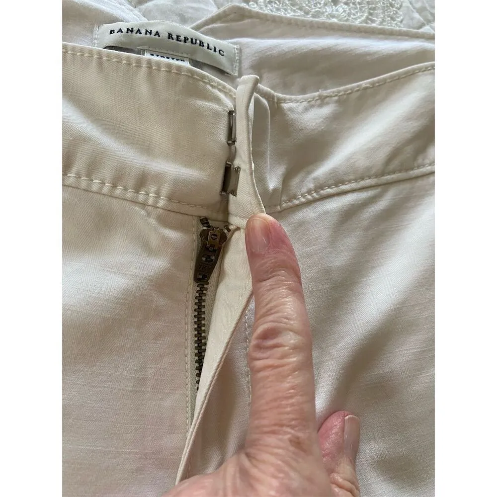Banana Republic Low Rise Wide-Leg Capris Cream Casual Size 6 - Image 6