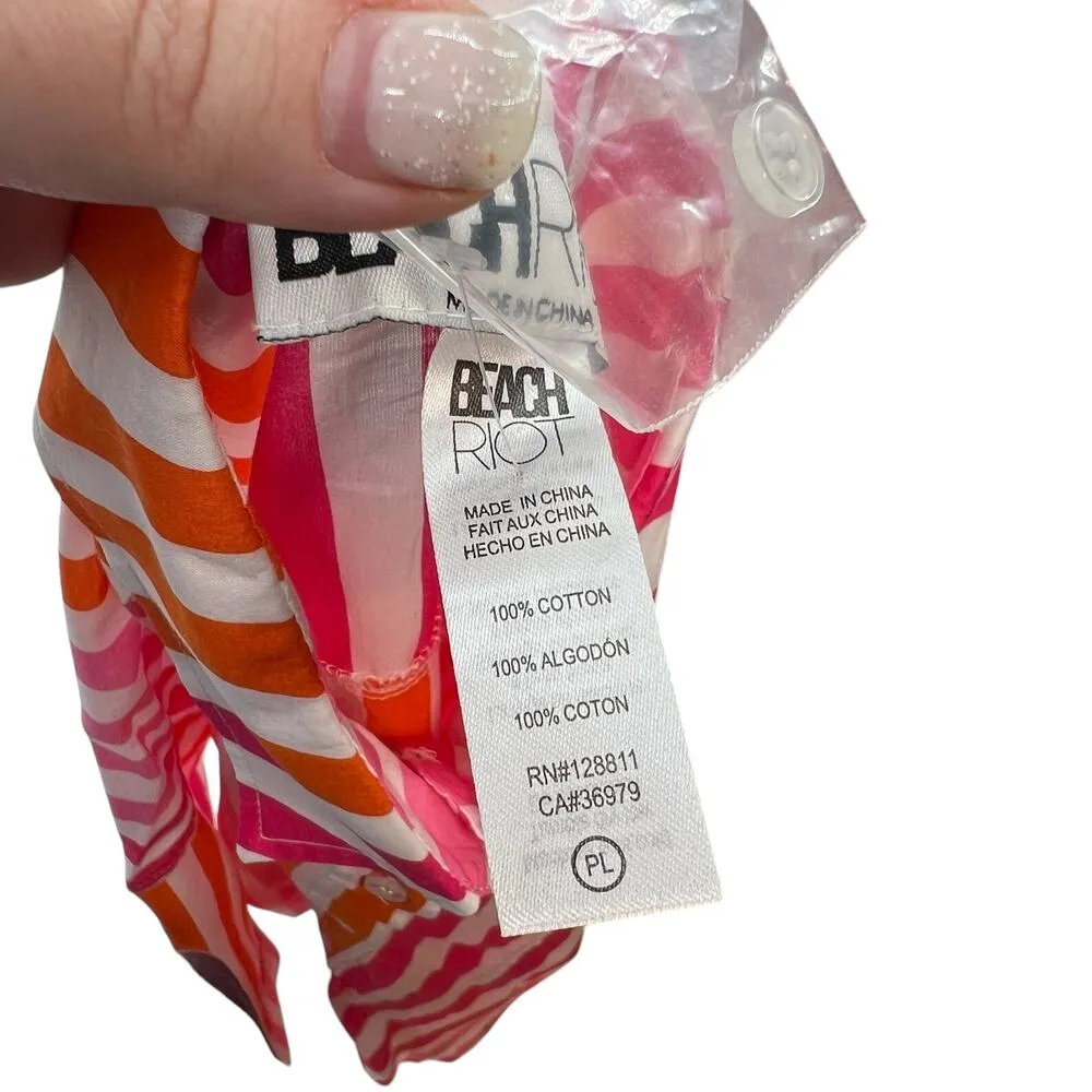 Beach Riot‎ Alexa Top Cover-Up Sunset Stripes Pink Orange Size Large - Image 14