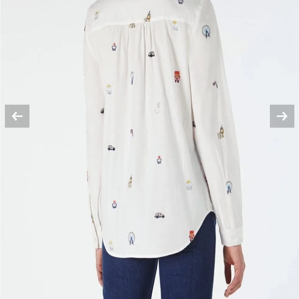 Cath kidston london white button down embroidered blouse 8 White - Image 2