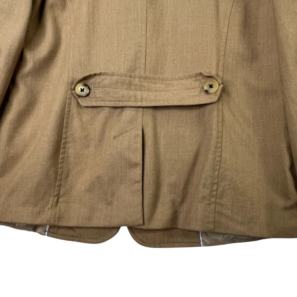 Lands' End Wool Blend One Button Blazer Jacket Womens 10 Single Breasted Tan - Image 5