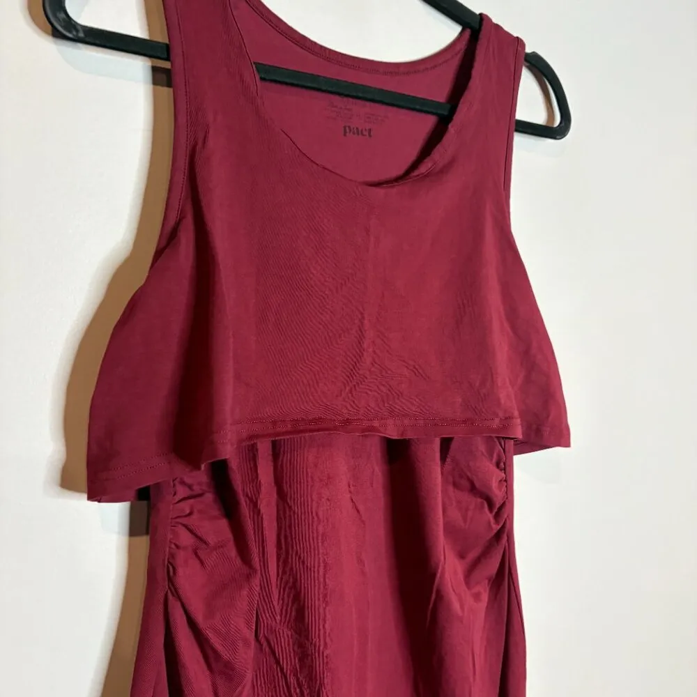 Pact burgundy maternity nursing sleeveless midi dress - Image 2