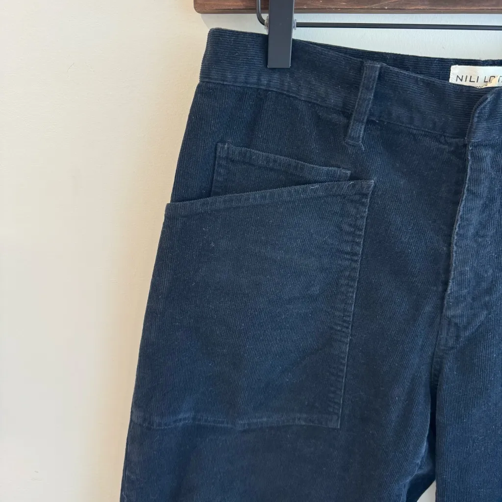 Nili Lotan Shon Midnight Navy Corduroy Barrel Leg Pants Size 6 Blue - Image 5