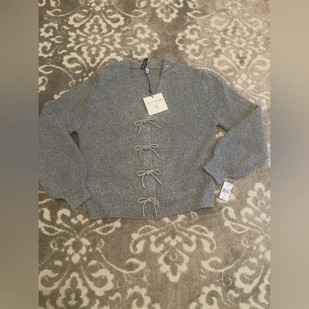 Grace and Karma Boutique Cardigan Gray Size M - Image 2