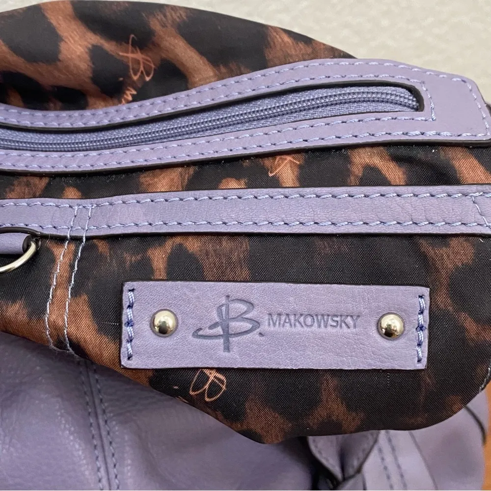 B MAKOWSKY A201693 Periwinkle Pebbled Leather Braided Double Strap Shoulder Bag - Image 15