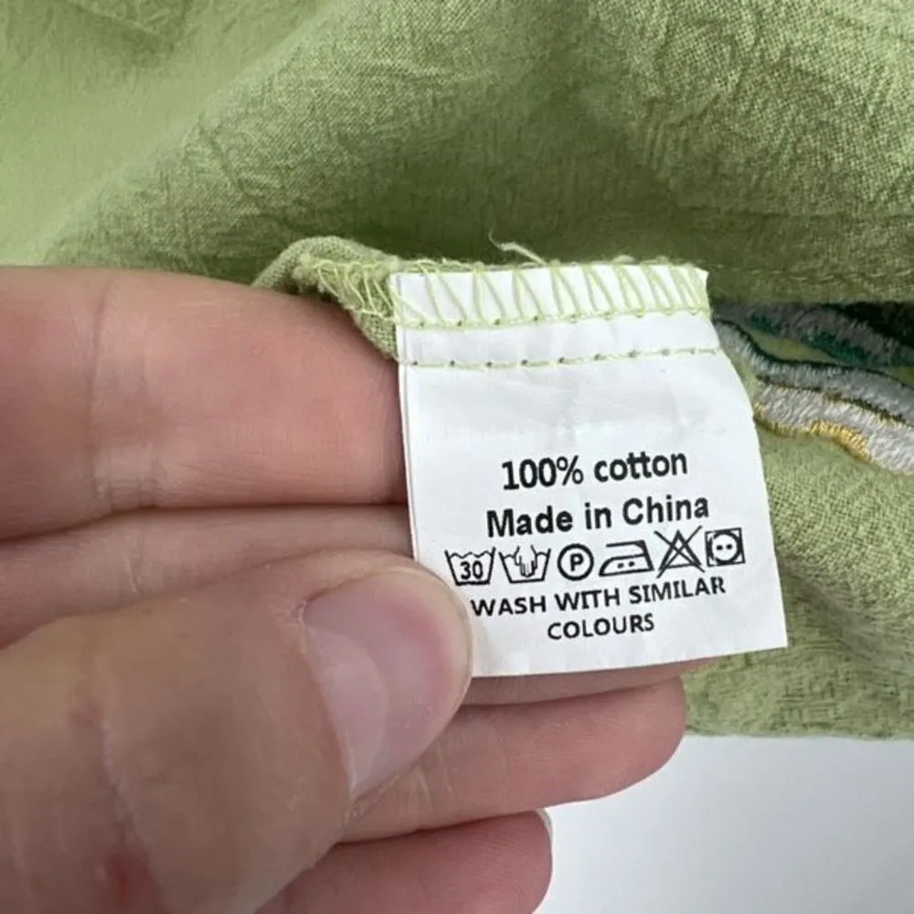 Zanzea Womens Floral Embroidery Short Sleeve Gauzy Tunic‎ Top Light Green Sz 3XL - Image 5