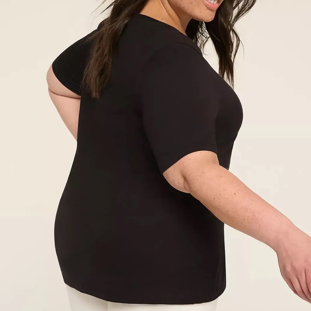 Lane‎ Bryant Perfect Short Sleeve V-Neck Tee Black 26/28 - Image 3